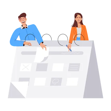 Business team scheduling task  Illustration