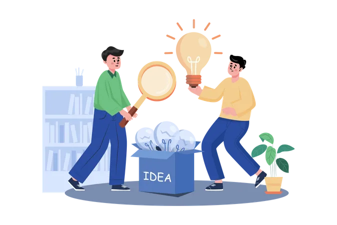 Startup Team Searching For New Ideas Illustration