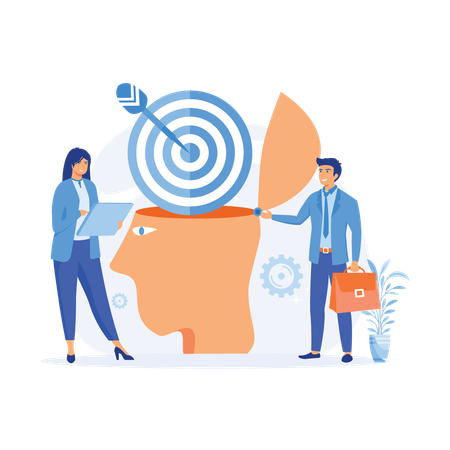 Business team sharing annual targets with employee  Illustration
