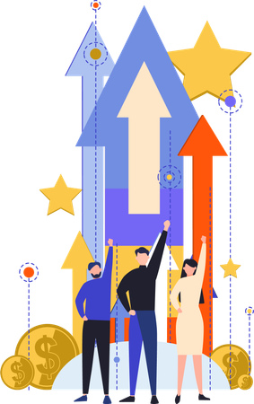 Business team showing business growth  Illustration
