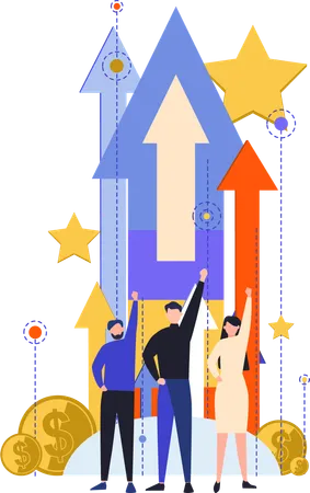 Business team showing business growth  Illustration
