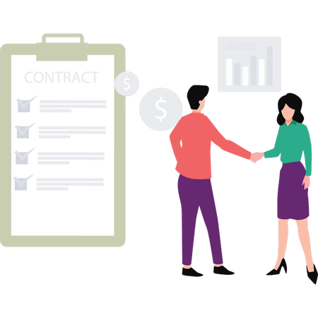 Business team signs business agreement  Illustration