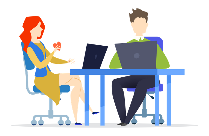 Business-Team sitzt mit Laptops  Illustration