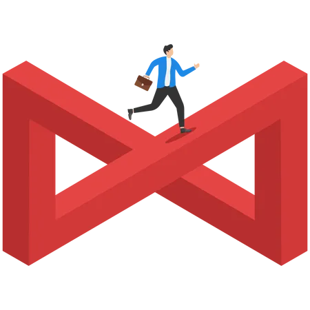 Business Team Solution With Businessman Walking On Impossible Shape Symbol Of Challenge Success Cooperation Logo Design Element Isometric Drawing Impossible Shape 3 D Illustration Illustration