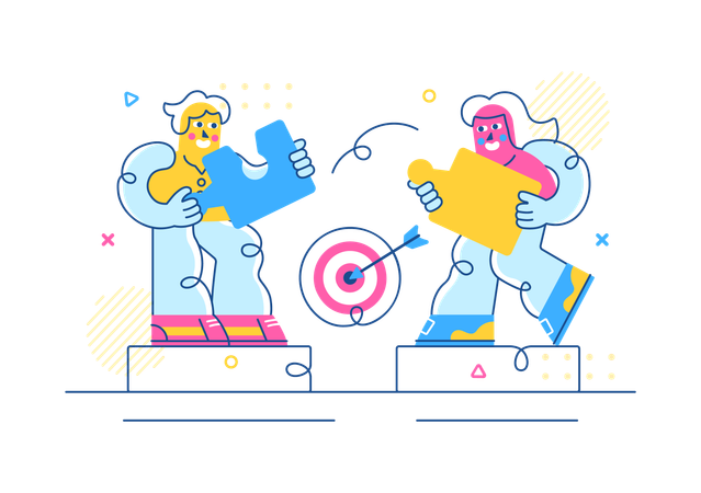 Business team solving Business Challenge  Illustration
