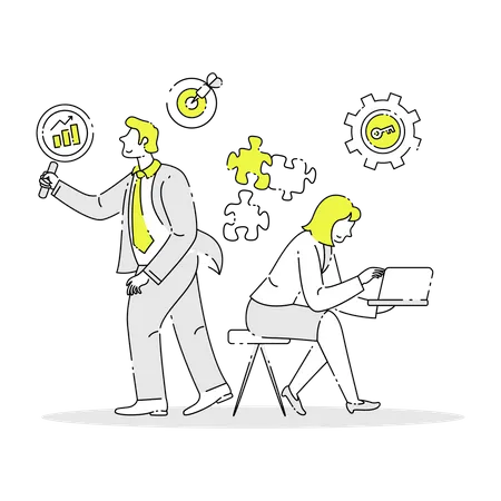 Entrepreneurs Work Together To Solve Problems In Their Business Business Vector Illustration In White Background Illustration