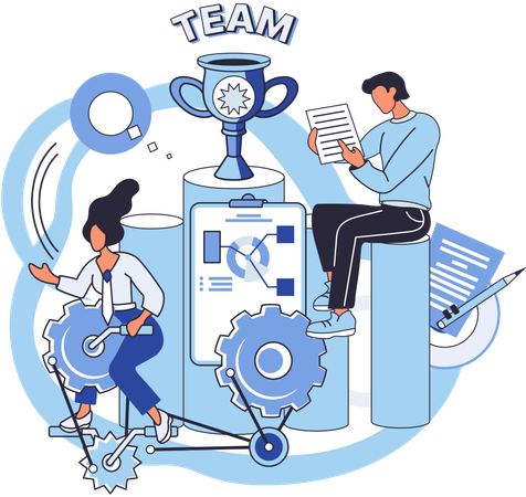 Business team solving business problem  Illustration