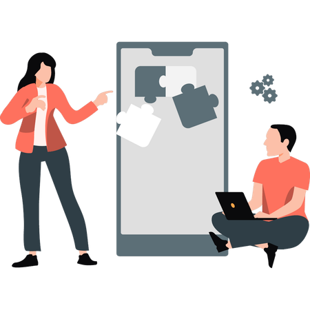 Business team solving business problem  Illustration