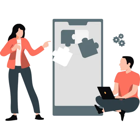 Business team solving business problem  Illustration