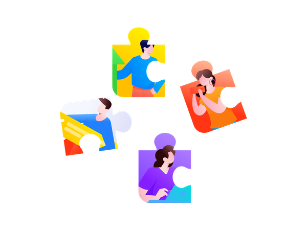 Business team solving business problem  Illustration