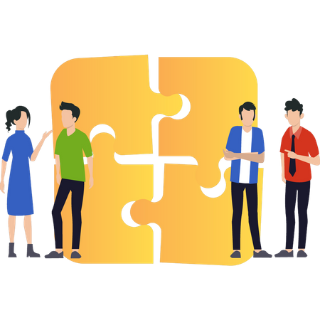 Business team solving problem together  Illustration