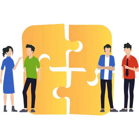 Business team solving problem together  Illustration