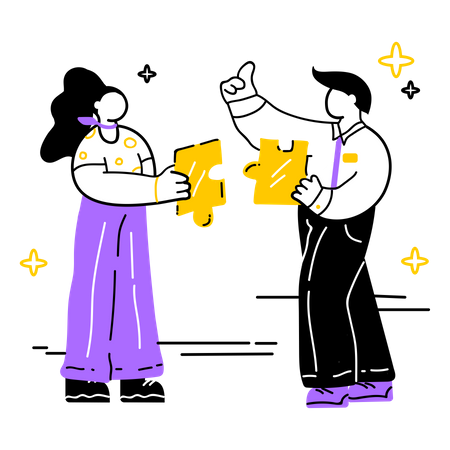 Business team solving problem together  Illustration