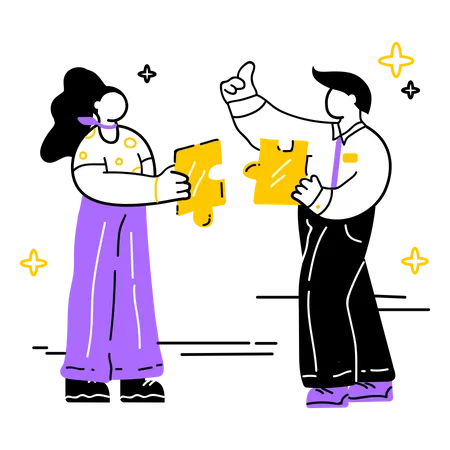 Business team solving problem together  Illustration