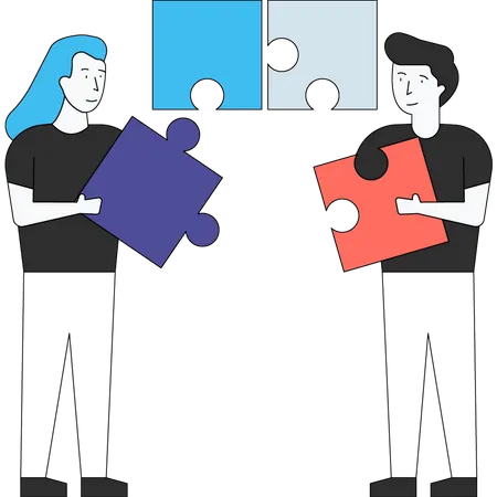 Business team solving puzzle  Illustration