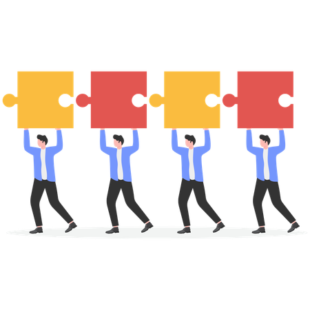 Business team solving business puzzle  Illustration