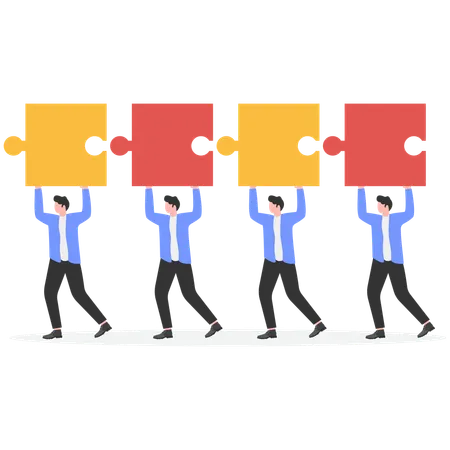 Business team solving business puzzle  Illustration