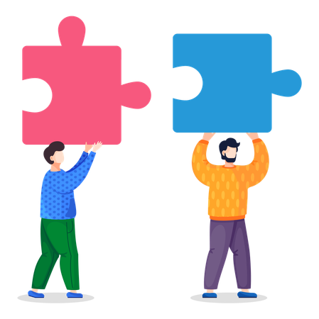 Business team solving business puzzle  Illustration