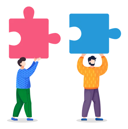 Business team solving business puzzle  Illustration