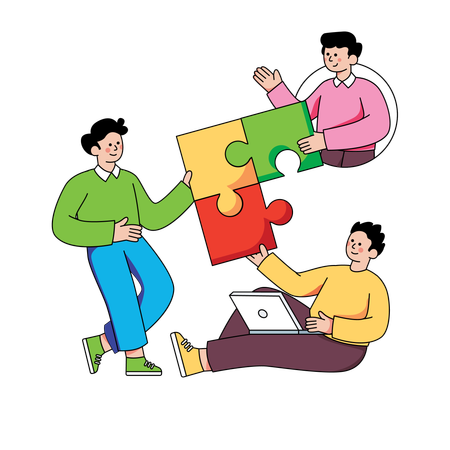 Business team solving puzzle  Illustration