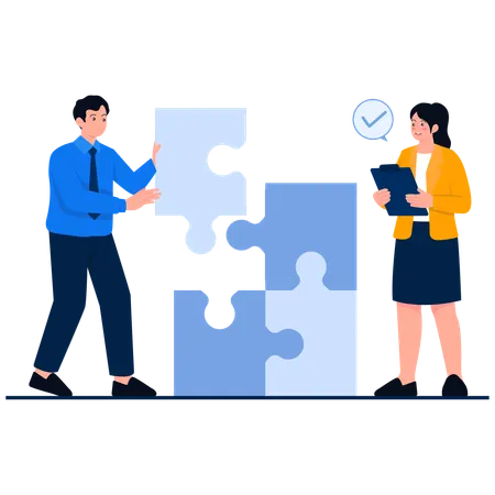 Business Team Solving Puzzle Illustration