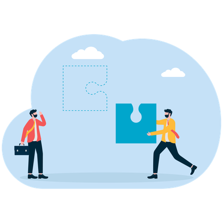 Business team solving business puzzles  Illustration