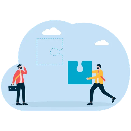 Business team solving business puzzles  Illustration