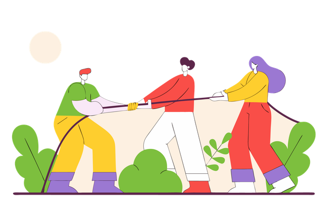 Business-Team spielt Tauziehen  Illustration
