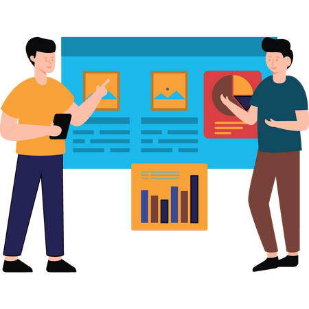 Geschäftsteam spricht über Diagramm  Illustration