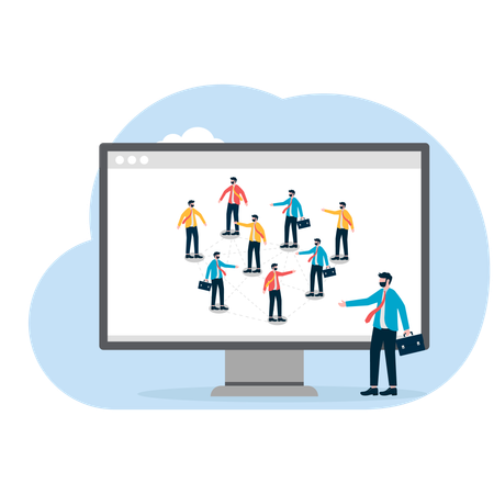 Business team standing global network connection  Illustration