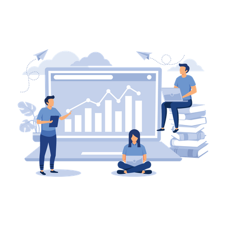 Business team study data statistics  Illustration