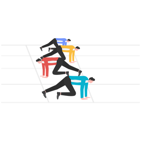 Business team takes help of each other to avhieve success  Illustration