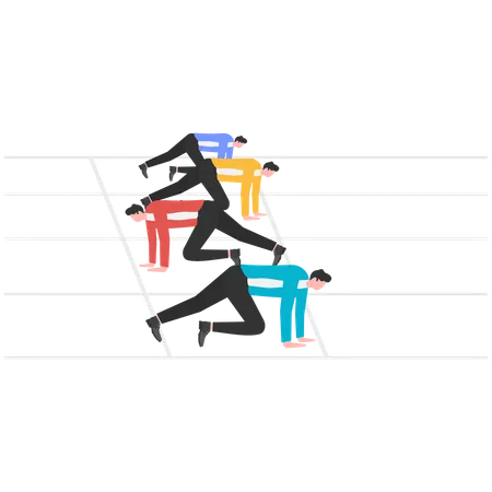 Business team takes help of each other to avhieve success  Illustration