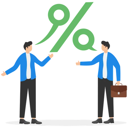 Business Team Talking About The Commission Percentage Flat Vector Illustration Illustration