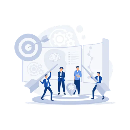 Business team target development for marketing  Illustration