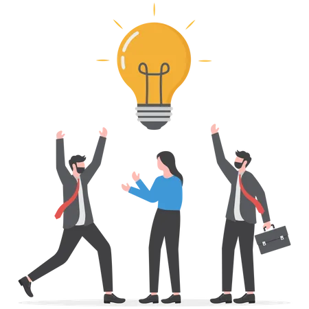 Brainstorming Business Idea Solution To Solve Problem Discussion To Discover New Idea Meeting Or Participation Team Think Together Concept Business People Brainstorming In Business Meeting Illustration