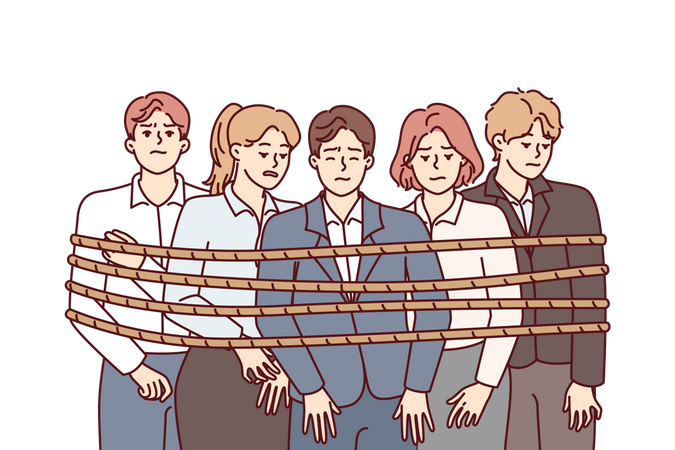 Business team tie with Rope  Illustration