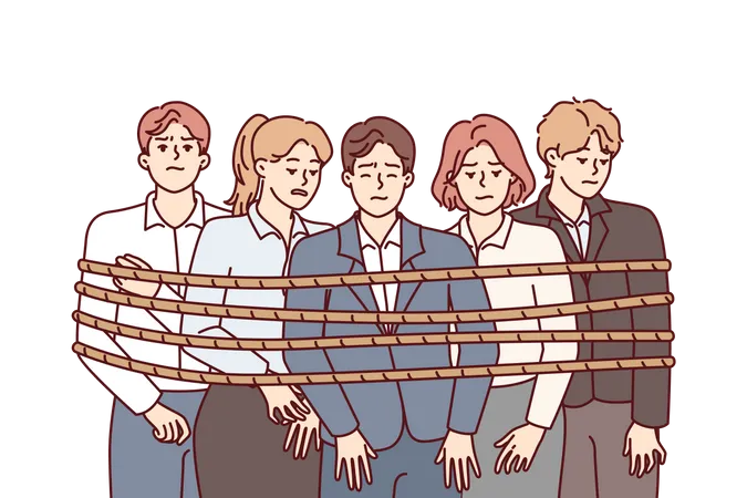 Business team tie with Rope  Illustration