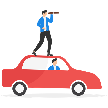 Business team travels by car  Illustration