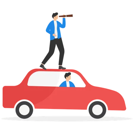 Business Team Travels By Car Concept Business Vector Transportation Travel Technology Illustration