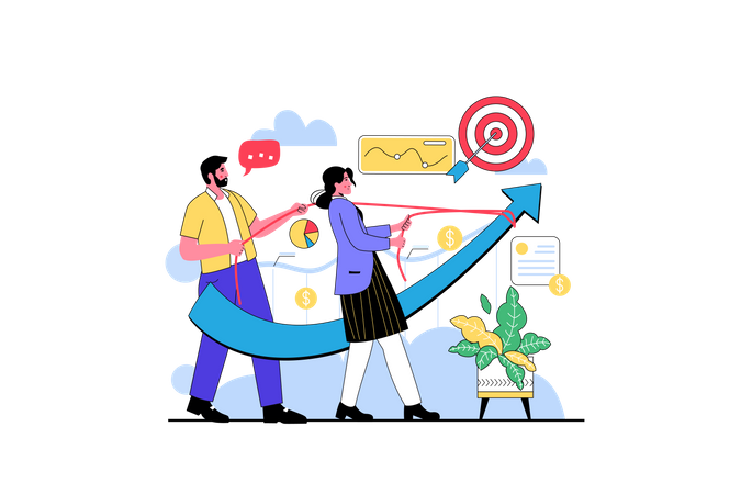 Business Team trying Growth Illustration