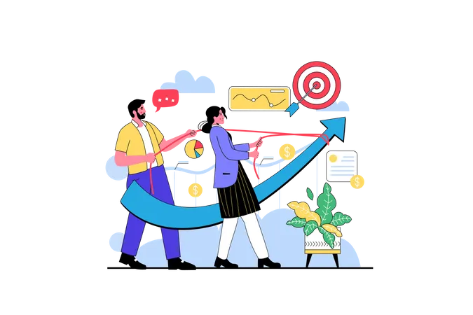 Business Team trying Growth Illustration