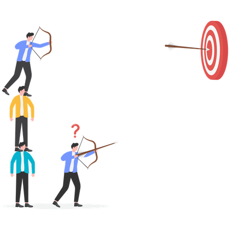 Business team trying to achieve business target  Illustration