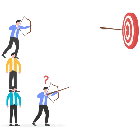 Business team trying to achieve business target  Illustration