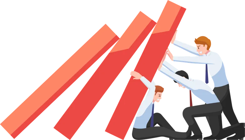 Business team trying to stop business loss Illustration