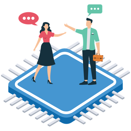 Business team using modern business technology and artificial intelligence  Illustration