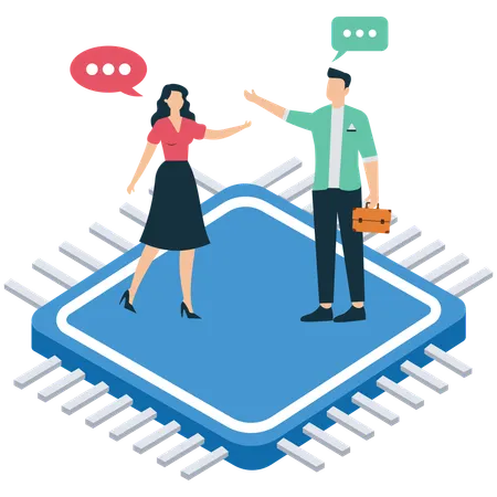 Business team using modern business technology and artificial intelligence  Illustration