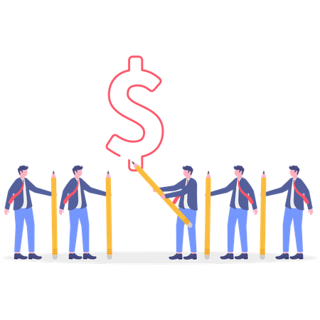 Geschäftsteam verdient Geld  Illustration
