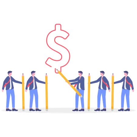Geschäftsteam verdient Geld  Illustration