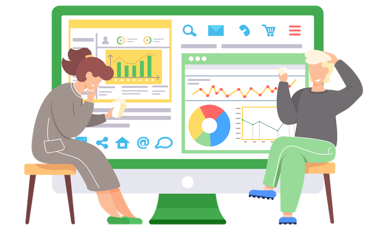 Business team viewing business analysis  Illustration